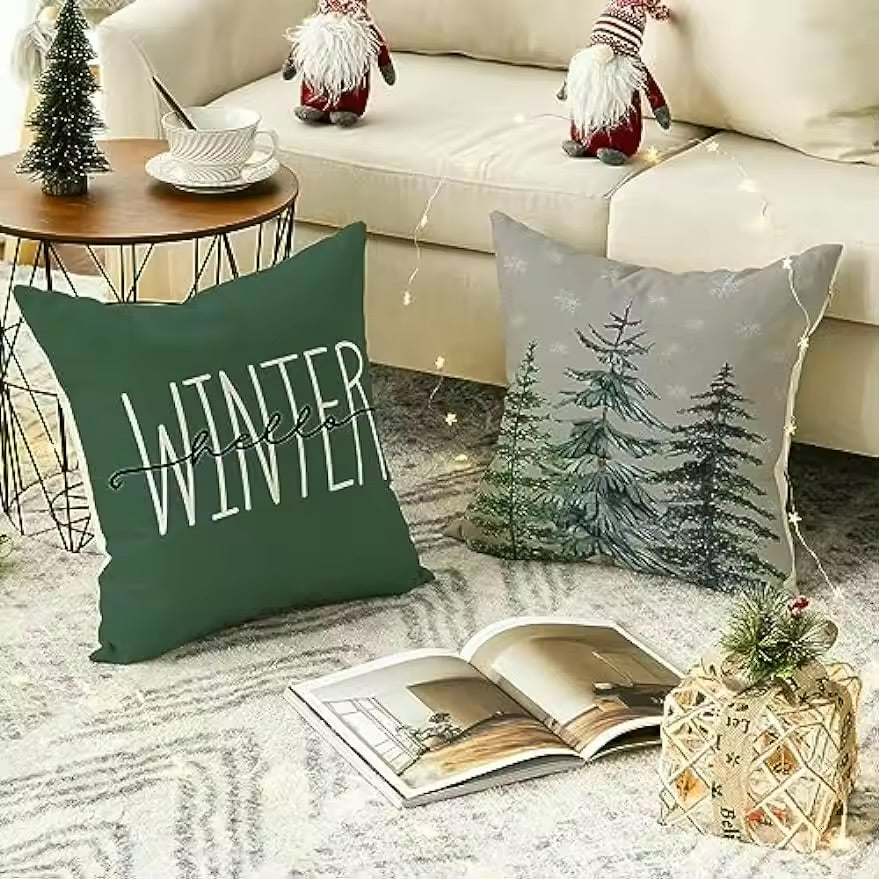 Hello Winter Green Pillow Cover Collection