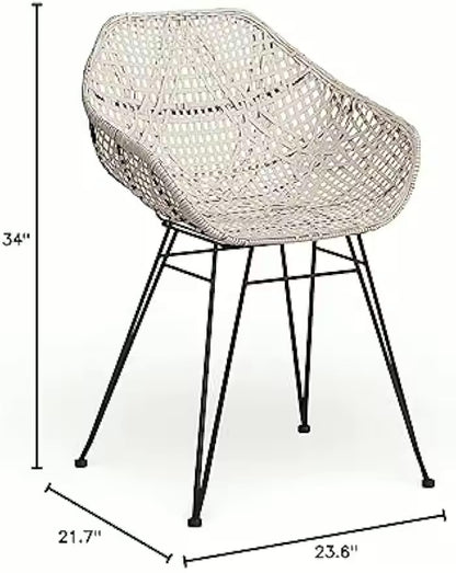 Bristol Leather Woven Dining Chair Set of 2