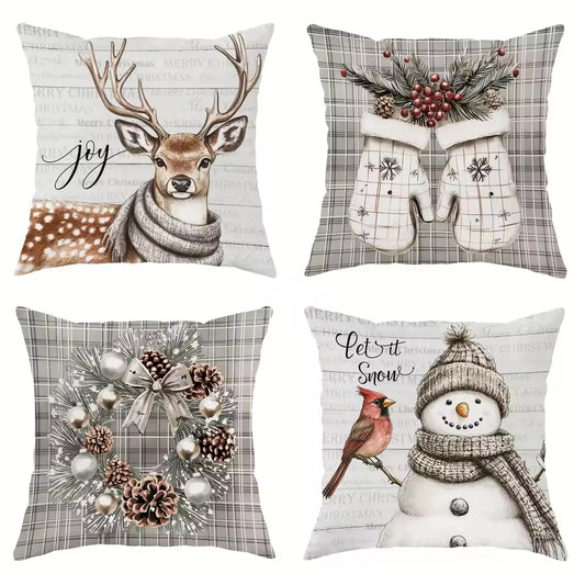 Plaid & Rustic Christmas Pillow Cover Collection