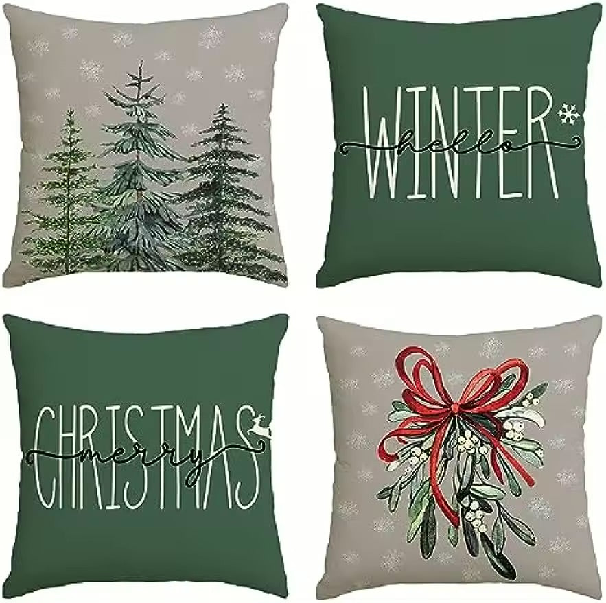 Hello Winter Green Pillow Cover Collection