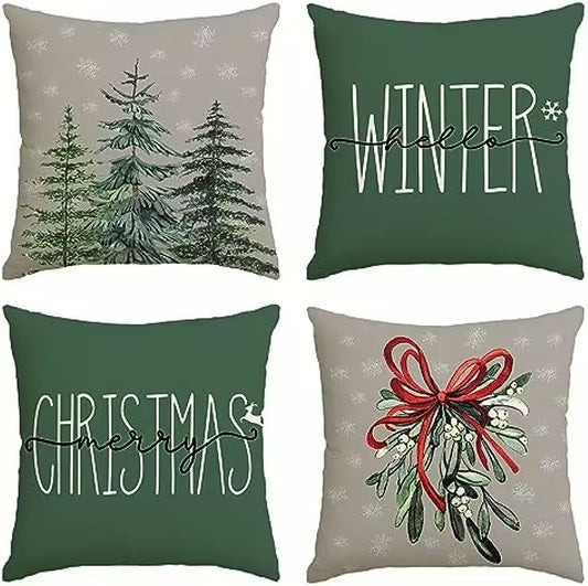 Hello Winter Green Pillow Cover Collection