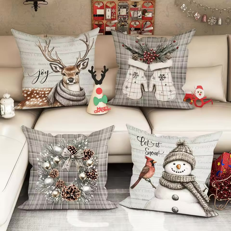 Plaid & Rustic Christmas Pillow Cover Collection