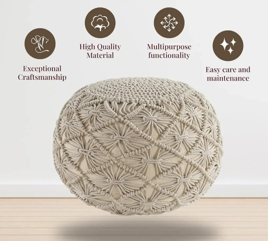 Selena Handcrafted Macrame Pouf