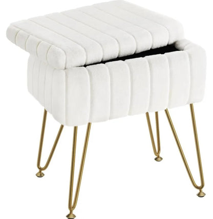 Aaliyah Faux Fur Stool With Storage