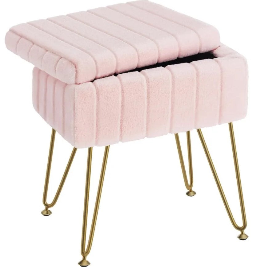 Aaliyah Faux Fur Stool With Storage