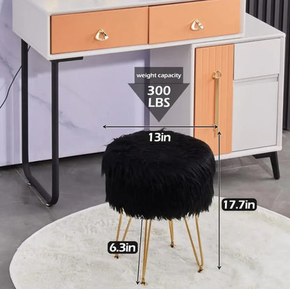 Charlotte Faux Fur Stool With Storage