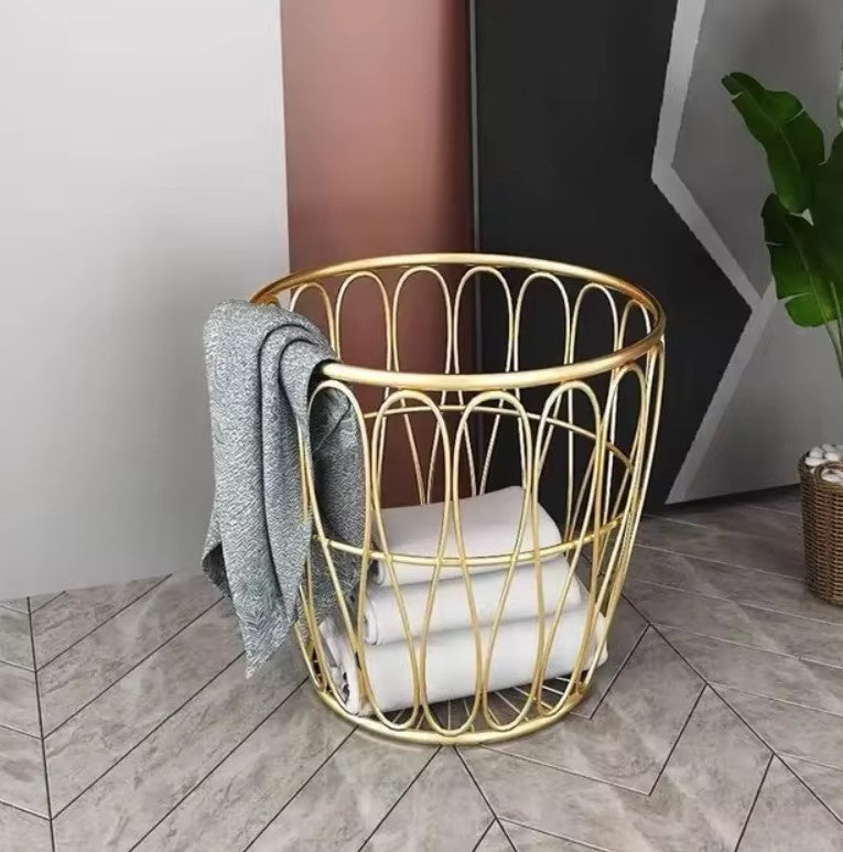 Nevaeh Brushed Gold Decor Basket