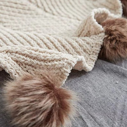 Charlotte Pom Pom Knitted Blanket