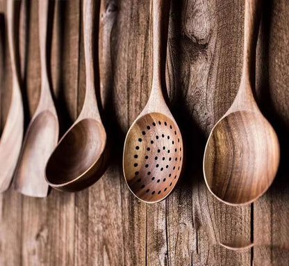 Ella Natural Teak Wooden Spoons Set 7pcs