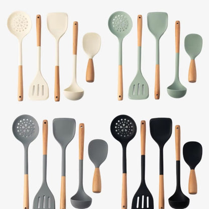 Williow Silicone Utensils With Wooden Handle 5pcs