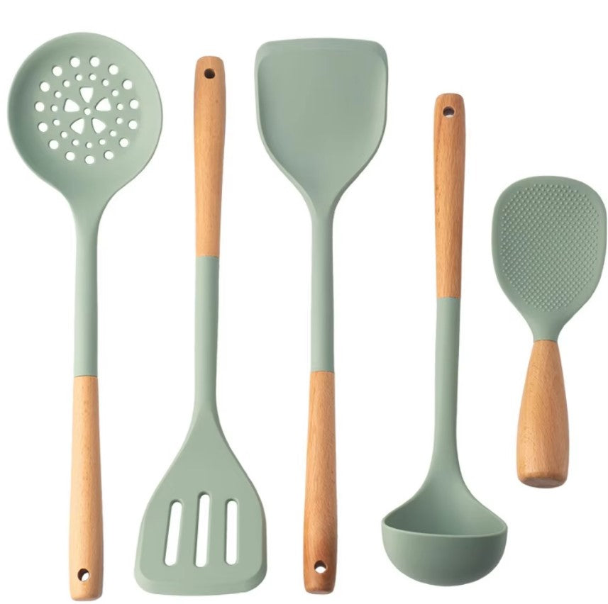 Williow Silicone Utensils With Wooden Handle 5pcs