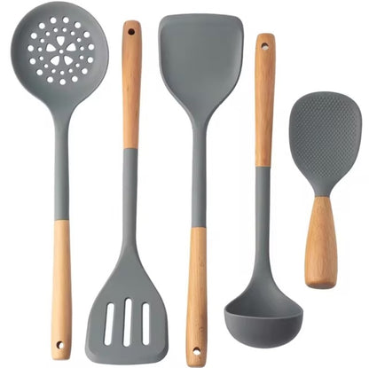 Williow Silicone Utensils With Wooden Handle 5pcs