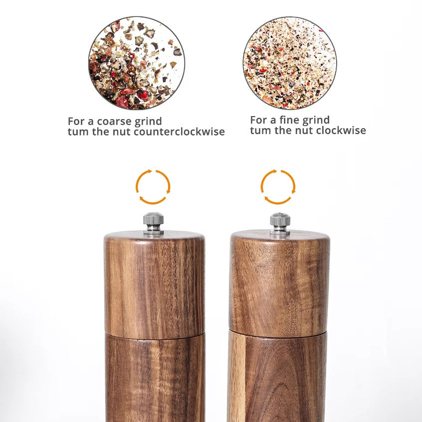 Acacia Wood Salt & Pepper Grinders