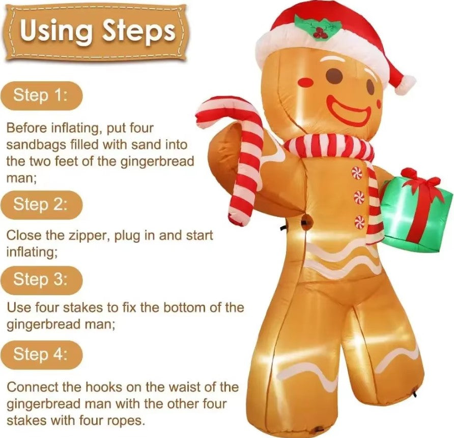 Inflatable Gingerbread Man 8ft