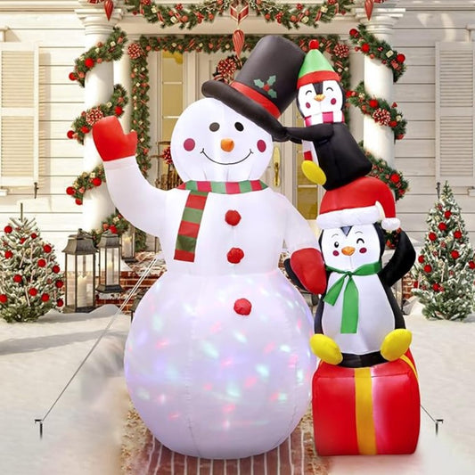 Inflatable Snowman With Penguins