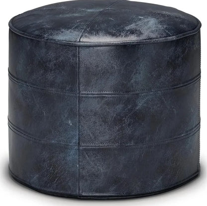 Elijah Buffalo Leather Round Pouf